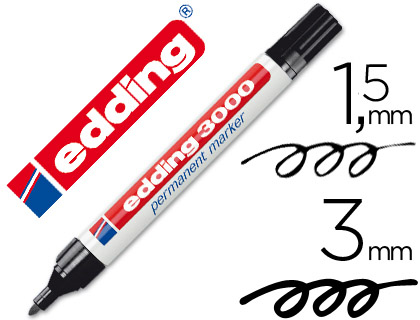 MARCADOR EDDING 3000 PRETO PERMANENTE-PONTA REDONDA 3 MM