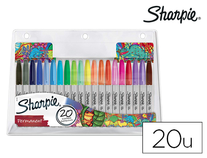 MARCADORES SHARPIE PERMANENTE PONTA FINA BLISTER DE 20 UNIDADES CORES SORTIDAS