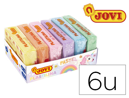 PLASTICINA JOVI 70 SORTIDA FORMATO PEQUENO CORES PASTEL SORTIDAS CAIXA DE 6 UNIDADES 50 G