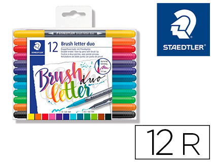 MARCADOR STAEDTLER 3004 DUPLA PONTA PARA HAND LETTERING ESTOJO DE 12 UNIDADES CORES SORTIDAS
