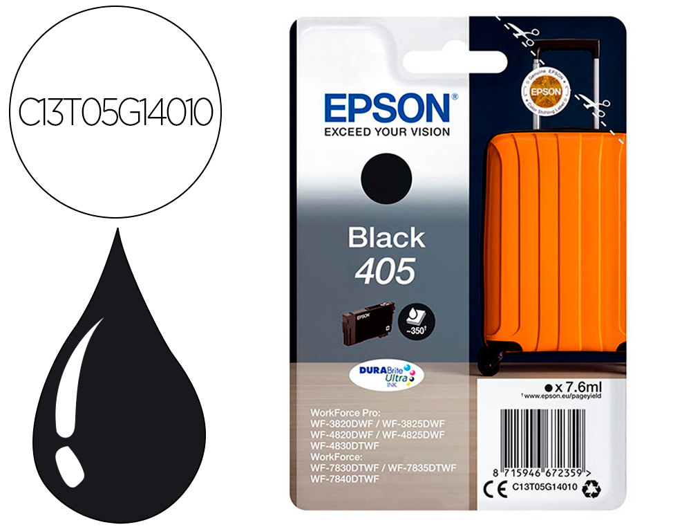TINTEIRO EPSON 405 WF-3820DWF / WF-4820DWF / WF-7830DTWF / WF-7840DTWF PRETO