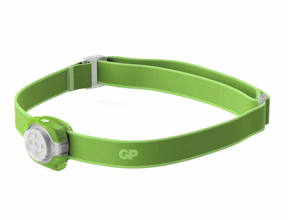 LANTERNA DE CABECA GP INFANTIL LED 40 LUMENES 2 NIVEIS INTENSIDADE COR VERDE
