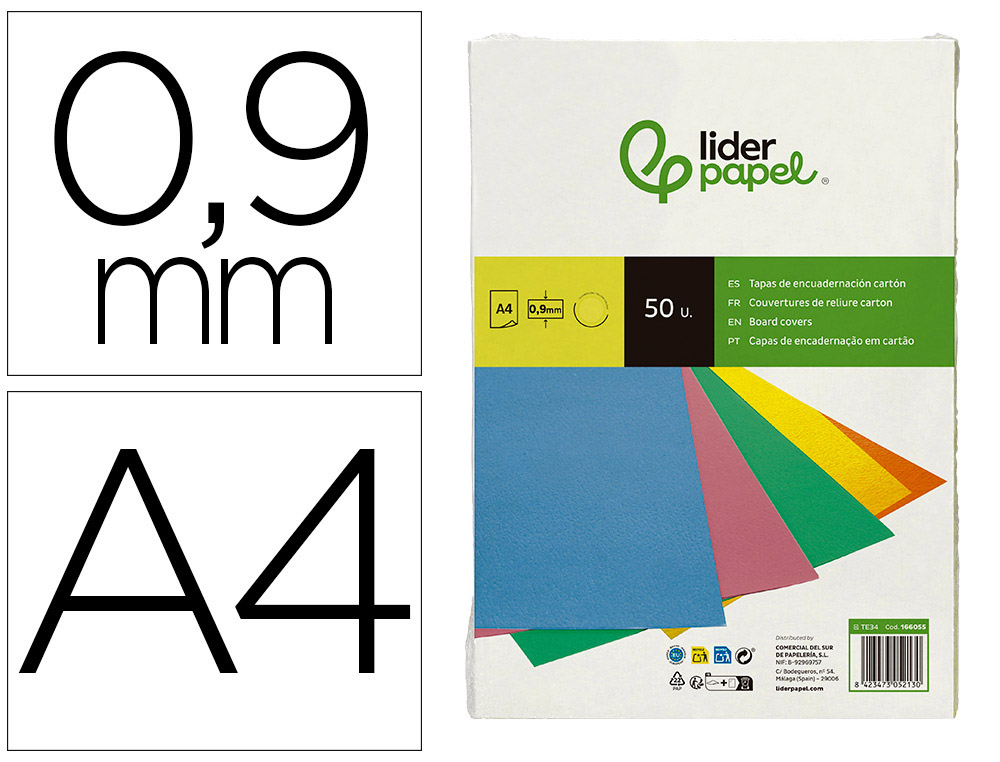 CAPA DE ENCADERNACAO LIDERPAPEL CARTAO DIN A4 0,9 MM AMARELO FLUOR PACK DE 50 UNIDADES