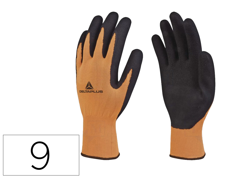 LUVAS DELTAPLUS POLIESTER IMPREGNADO LATEX PALMA E DEDOS LARANJA FLUOR/PRETO TAMANHO 9
