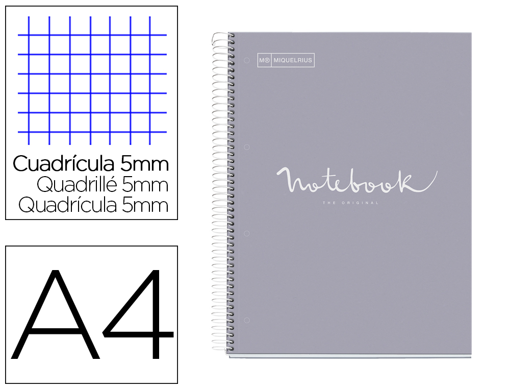 CADERNO ESPIRAL MIQUELRIUS NOTEBOOK 1 EMOTIONS CAPA FORRADA DIN A4 MICROPERFURADO 80 FOLHAS 90 GR QUADRICULA 5 MM COR CI