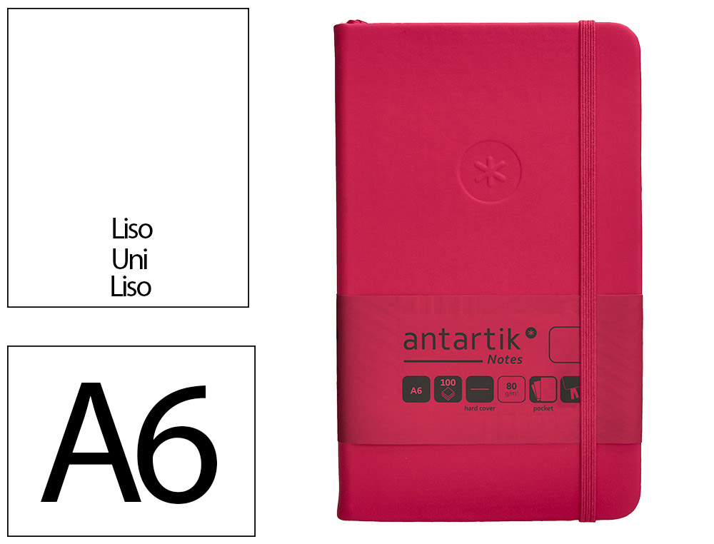CADERNO COM ELASTICO ANTARTIK NOTES CAPA DURA A6 LISO FUCSIA 100 FOLHAS 80 GR FSC