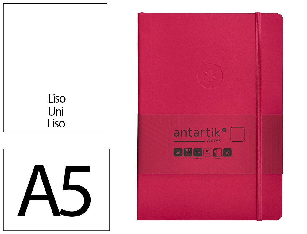CADERNO COM ELASTICO ANTARTIK NOTES CAPA MOLE A5 LISO FUCSIA 80 FOLHAS 80 GR FSC