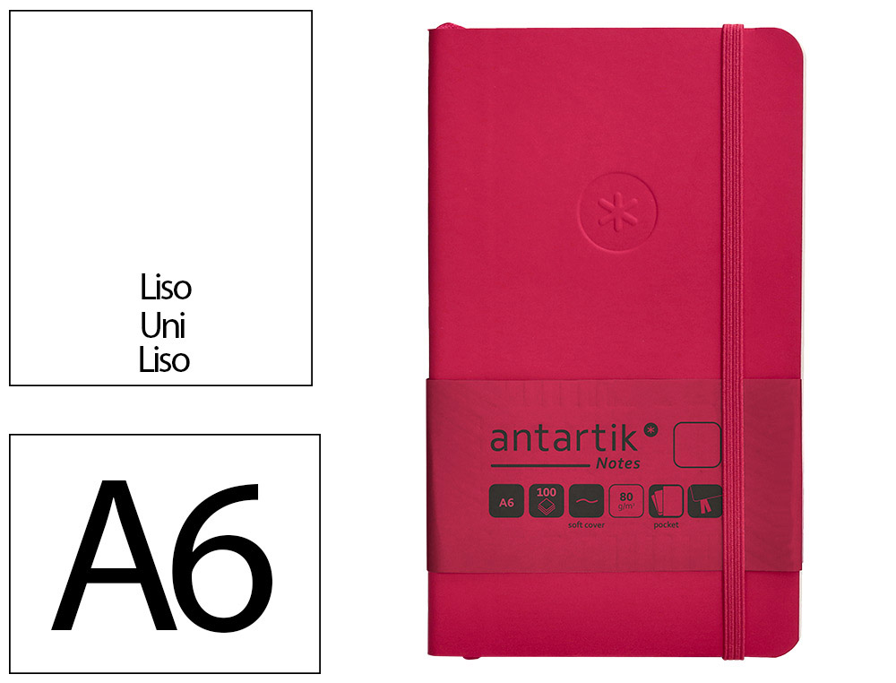 CADERNO COM ELASTICO ANTARTIK NOTES CAPA MOLE A6 LISO FUCSIA 100 FOLHAS 80 GR FSC