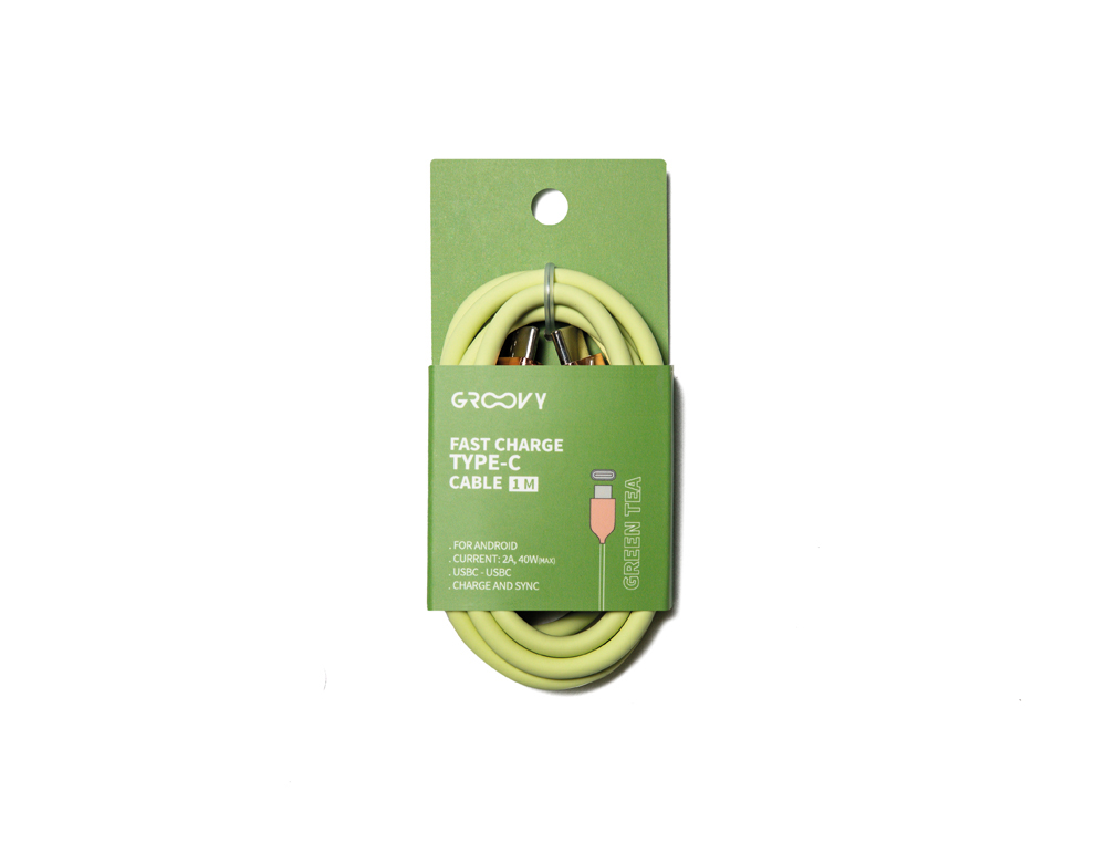 CABO GROOVY USB 2.0 TIPO C A TIPO C COMPRIMENTO 1 MT SILICONE COR VERDE CHA