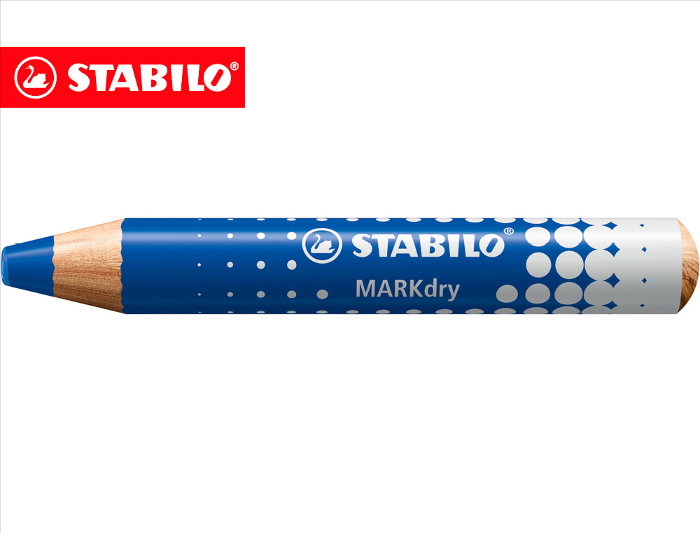LAPIS MARCADOR EM SECO STABILO MARKDRY PARA QUADRO BRANCO COR AZUL CAIXA DE 5 UNIDADES