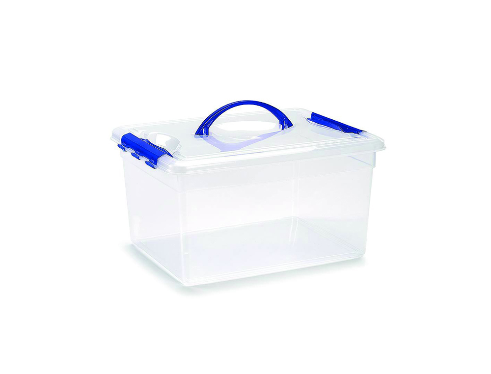 CAIXA DE ARMAZENAGEM PLASTICFORTE N 9 TRANSPARENTE COM TAMPA E ASA CAPACIDADE 12 L