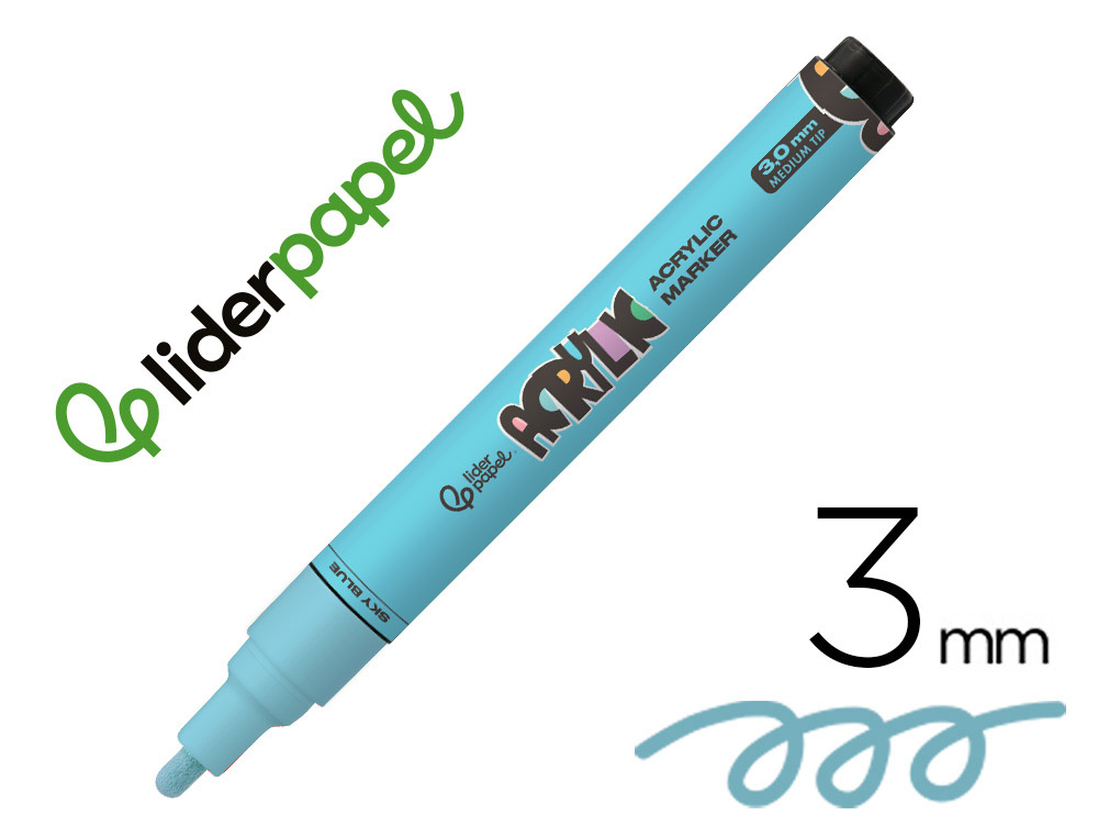 MARCADOR LIDERPAPEL ACRYLIC BASE AGUA TODO TIPO DE SUPERFICIE PONTA REDONDA 3 MM AZUL CEU