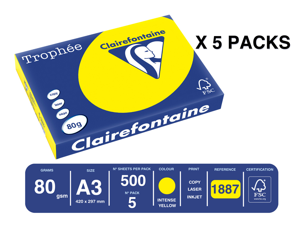 PAPEL COR TROPHEE A3 80 GR SOL INTENSO EMBALAGEM DE 500 FOLHAS