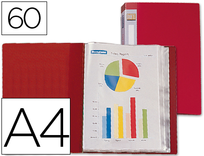CAPA CATALOGO LIDERPAPEL 60 BOLSAS DIN A4 VERMELHA