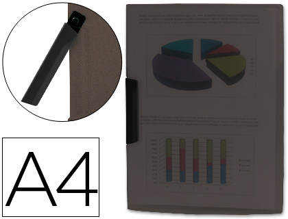 BOLSA DOSSIER LIDERPAPEL COM CLIP LATERAL DIN A4 PRETO 30 FOLHAS