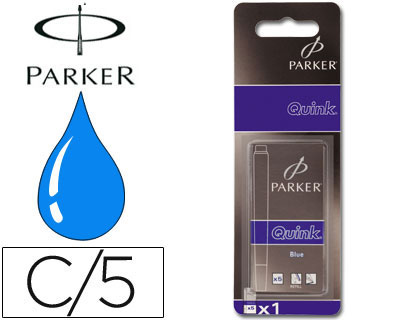 CAIXA COM 5 CARTUCHOS DE TINTA AZULPARA TODOS OS MODELOS DECANETAS DA PARKER