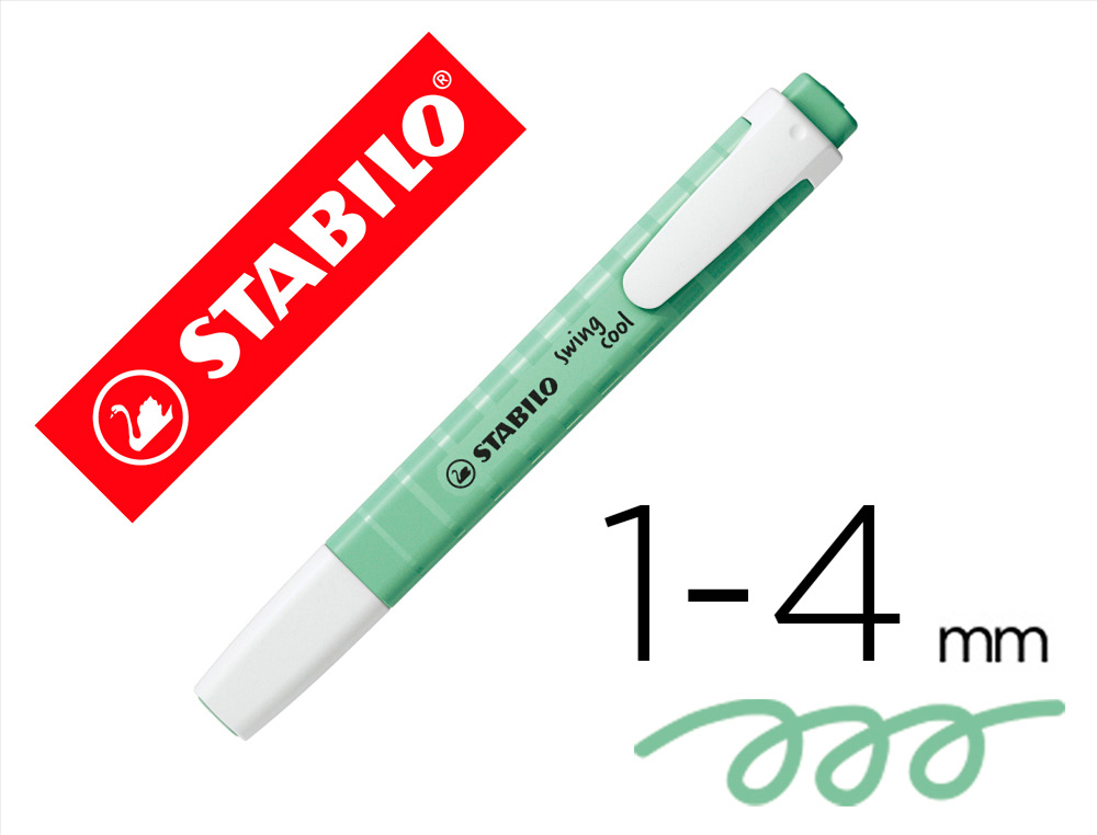 MARCADOR FLUORESCENTE STABILO SWING COOL PASTEL VERDE MENTA