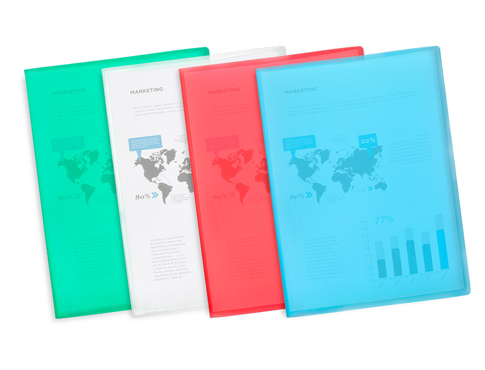 CAPA CATALOGO LIDERPAPEL 10 BOLSAS POLIPROPILENO DIN A4 VERDE TRANSLUCIDO