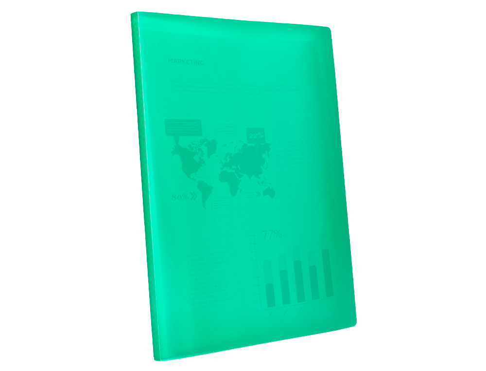 CAPA CATALOGO LIDERPAPEL 10 BOLSAS POLIPROPILENO DIN A4 VERDE TRANSLUCIDO