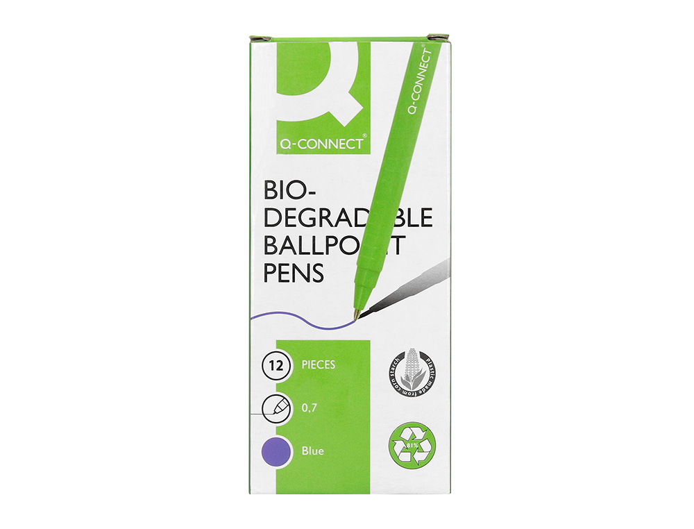 ESFEROGRAFICA Q-CONNECT RETRATIL KF14625 BIODEGRADAVEL VERDE TINTA AZUL