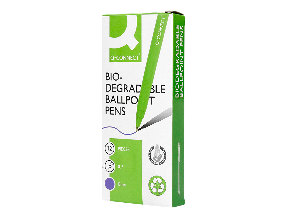 ESFEROGRAFICA Q-CONNECT RETRATIL KF14625 BIODEGRADAVEL VERDE TINTA AZUL