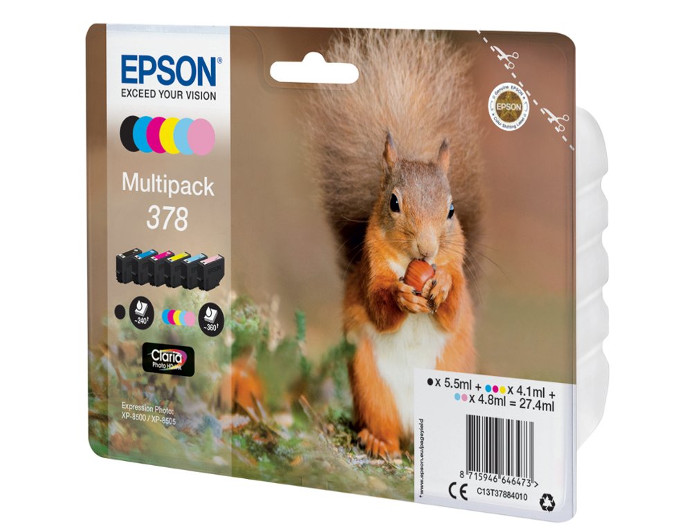 TINTEIRO EPSON 378 EXPRESSION HOME XP-8605 / 15000 / 8500 PRETO AMARELO CIAN MAGENTA CIAN CLARO MAGENTA CLARO 360