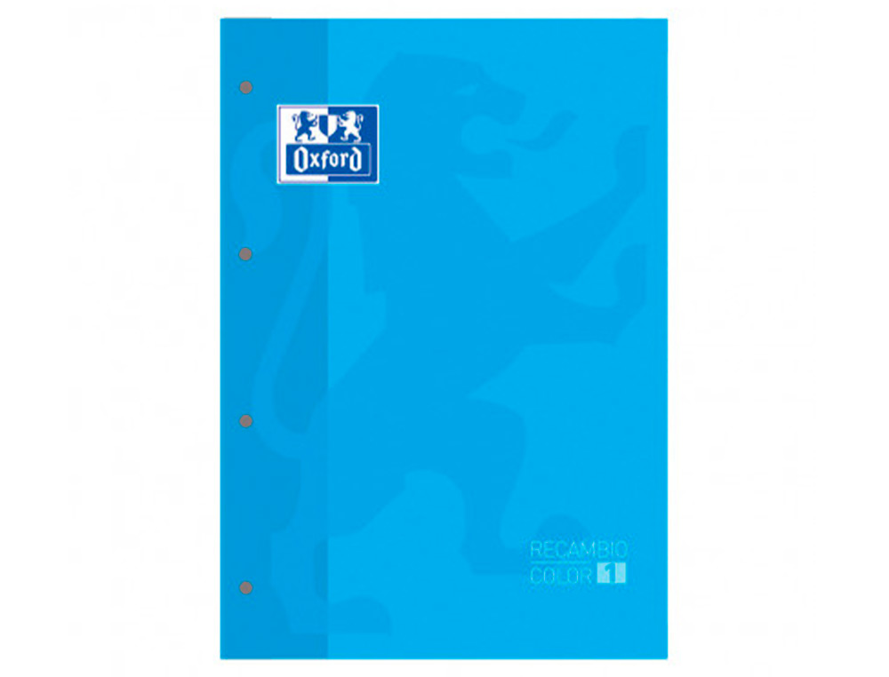 RECARGA COR 1 OXFORD DIN A4+ 80 FOLHAS 90 GR QUADRICULA 5 MM 4 FUROS COR TURQUESA
