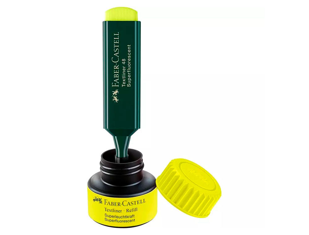 TINTA MARCADOR FABER CASTELL FLUORESCENTE 1549 COM SISTEMA CAPILAR COR AMARELO FRASCO DE 30 ML