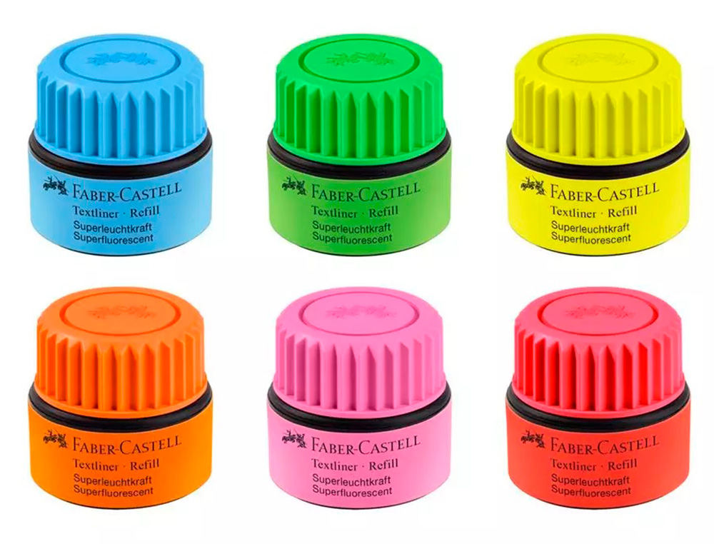 TINTA MARCADOR FABER CASTELL FLUORESCENTE 1549 COM SISTEMA CAPILAR COR AMARELO FRASCO DE 30 ML