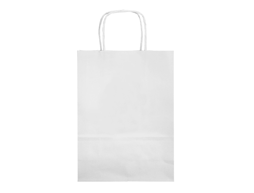 SACO DE PAPEL Q-CONNECT CELULOSE BRANCO XS COM ASA TORCIDA 180X240X80 MM