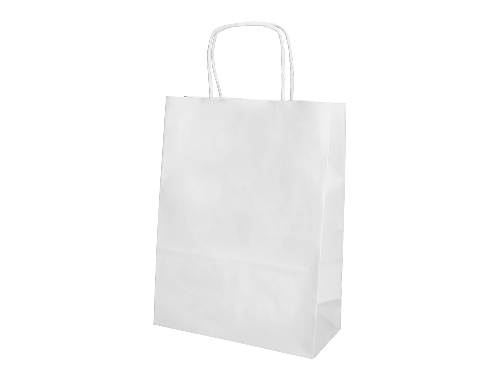 SACO DE PAPEL Q-CONNECT CELULOSE BRANCO XS COM ASA TORCIDA 180X240X80 MM