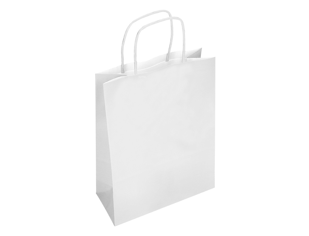 SACO DE PAPEL Q-CONNECT CELULOSE BRANCO XS COM ASA TORCIDA 180X240X80 MM