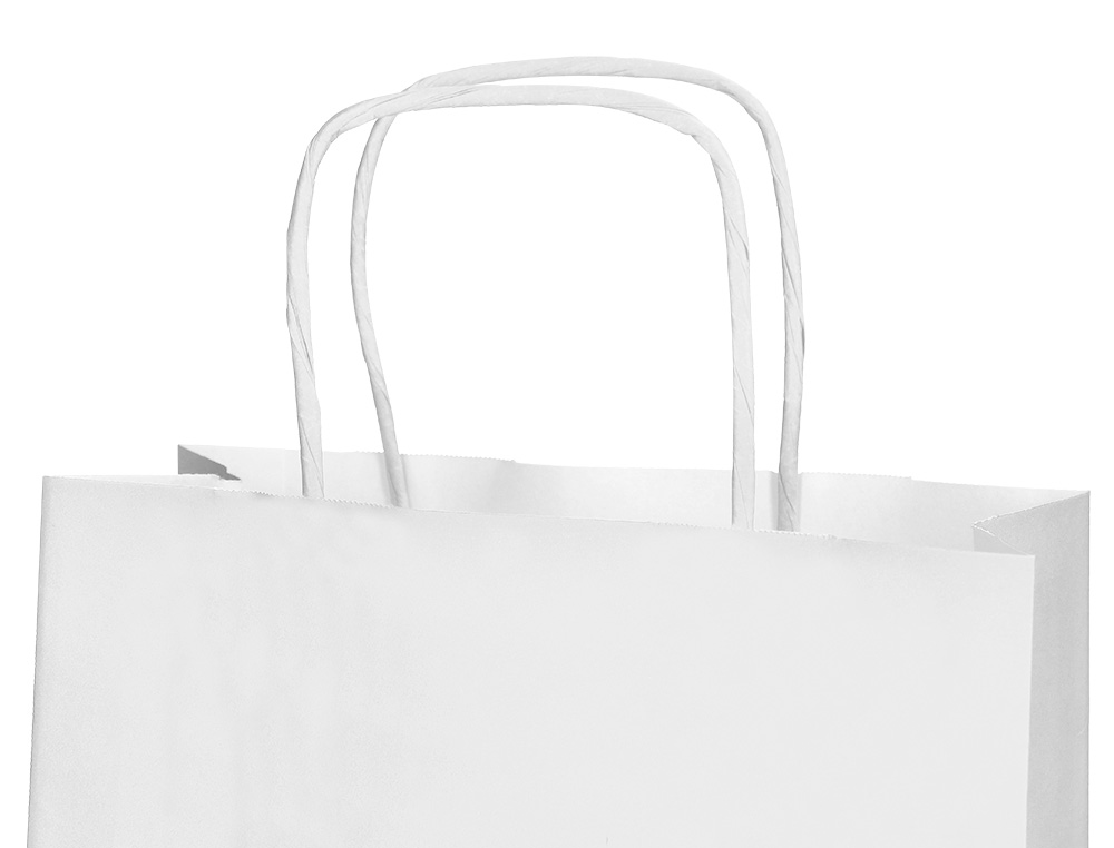 SACO DE PAPEL Q-CONNECT CELULOSE BRANCO XS COM ASA TORCIDA 180X240X80 MM