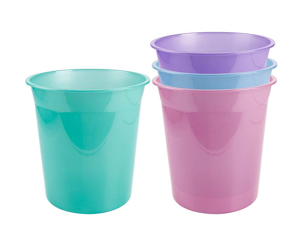 CESTO DE PAPEIS EM PLASTICO LIDERPAPEL ECOUSE 100% RECICLADO LAVANDA TRANSLUCIDO 13 LITROS 275X285 MM