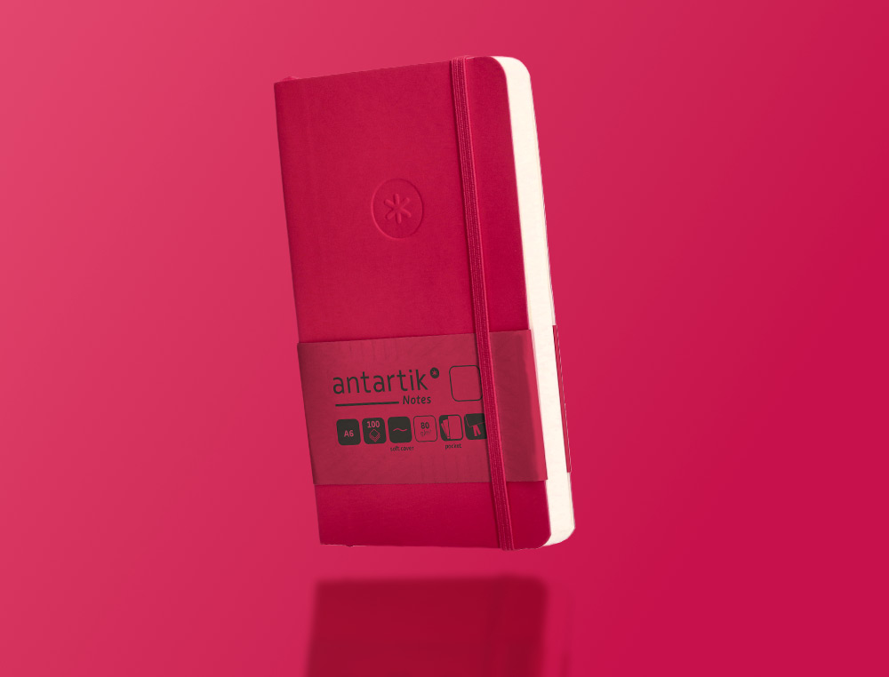 CADERNO COM ELASTICO ANTARTIK NOTES CAPA MOLE A6 LISO FUCSIA 100 FOLHAS 80 GR FSC
