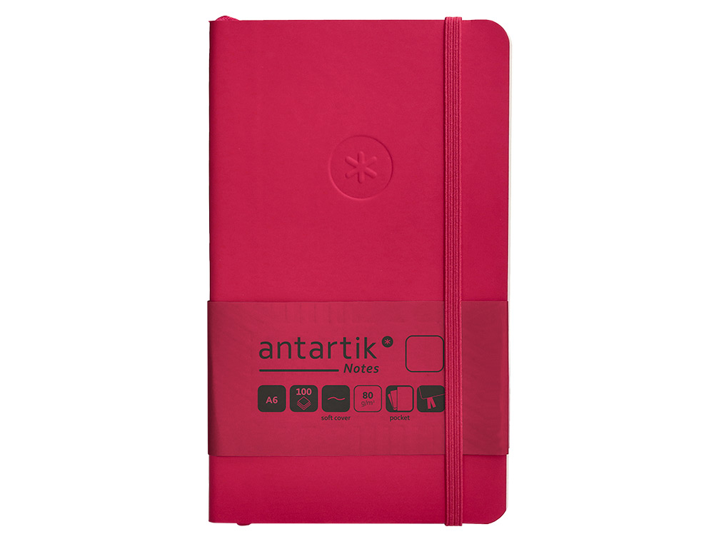 CADERNO COM ELASTICO ANTARTIK NOTES CAPA MOLE A6 LISO FUCSIA 100 FOLHAS 80 GR FSC