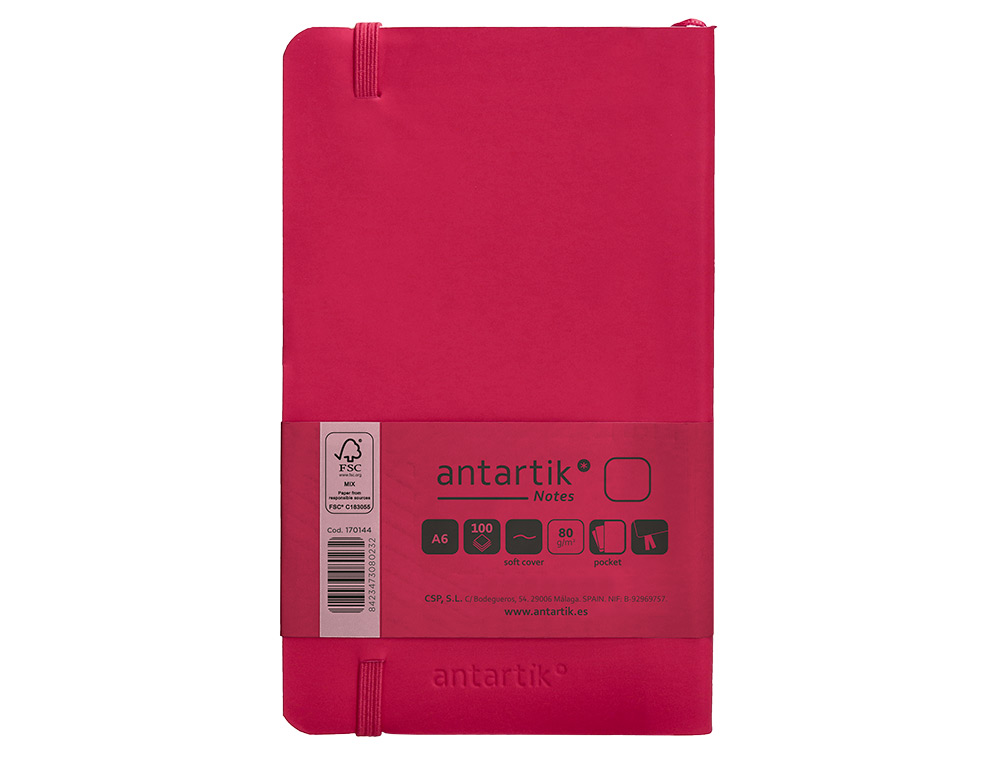 CADERNO COM ELASTICO ANTARTIK NOTES CAPA MOLE A6 LISO FUCSIA 100 FOLHAS 80 GR FSC