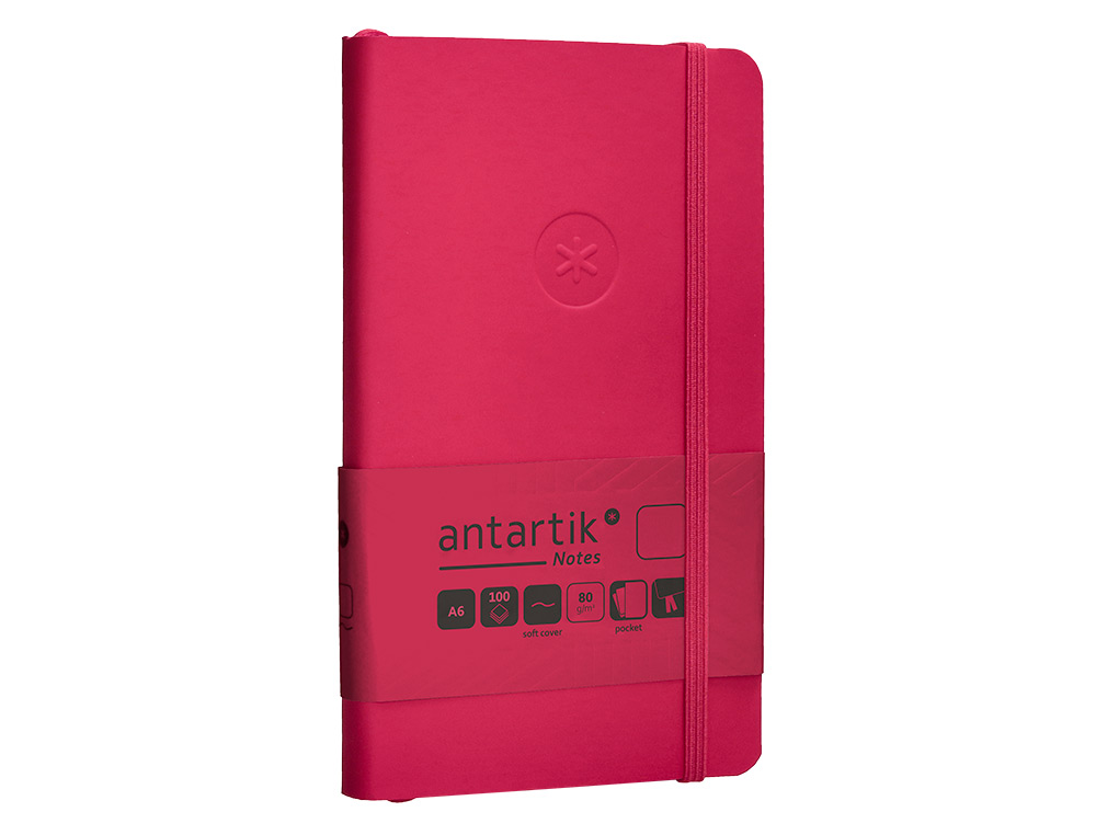 CADERNO COM ELASTICO ANTARTIK NOTES CAPA MOLE A6 LISO FUCSIA 100 FOLHAS 80 GR FSC