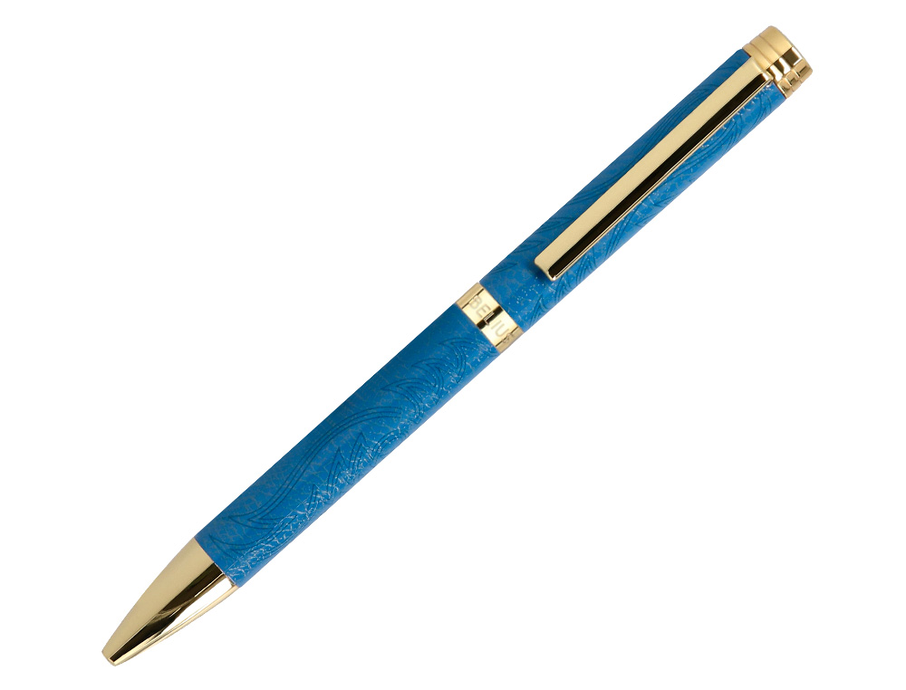 ESFEROGRAFICA BELIUS WILD WEST ALUMINIO COR AZUL MARINHO DOURADO TINTA COR AZUL CAIXA DE DESIGN