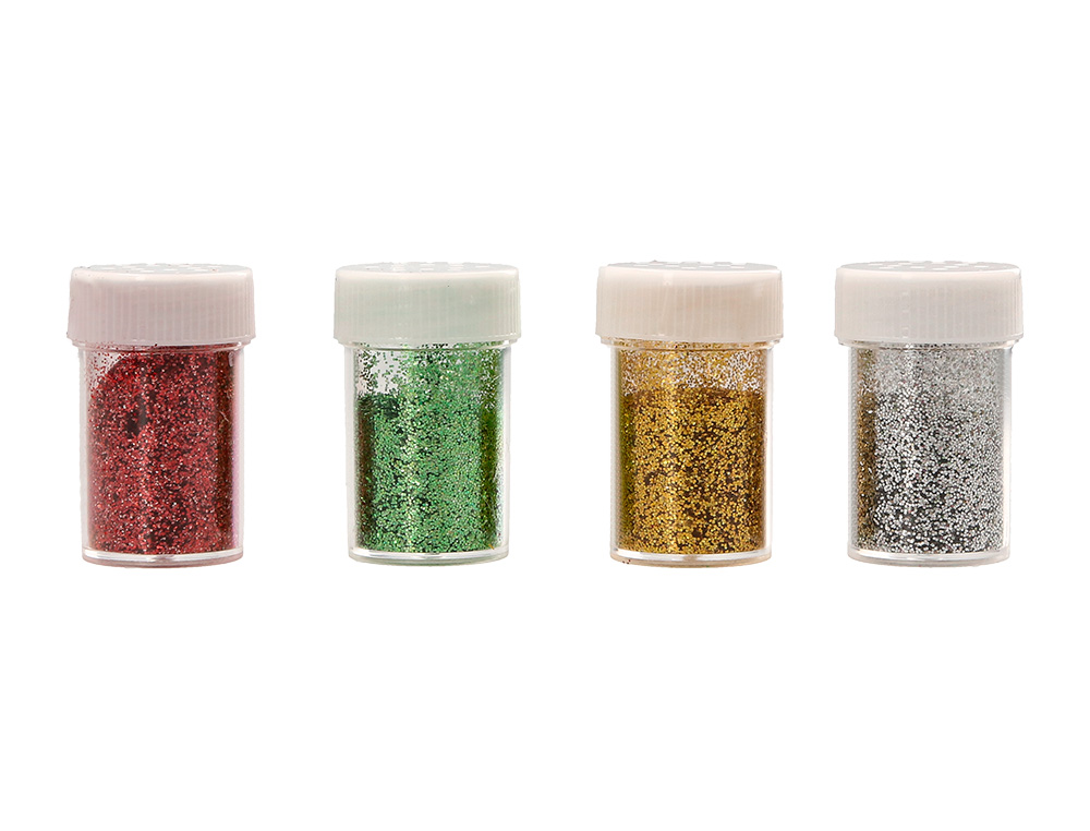 PURPURINA LIDERPAPEL BIODEGRADAVEL FANTASIA FRASCO DE 7 GR CORES METALICAS SORTIDAS BLISTER DE 4 UNIDADES