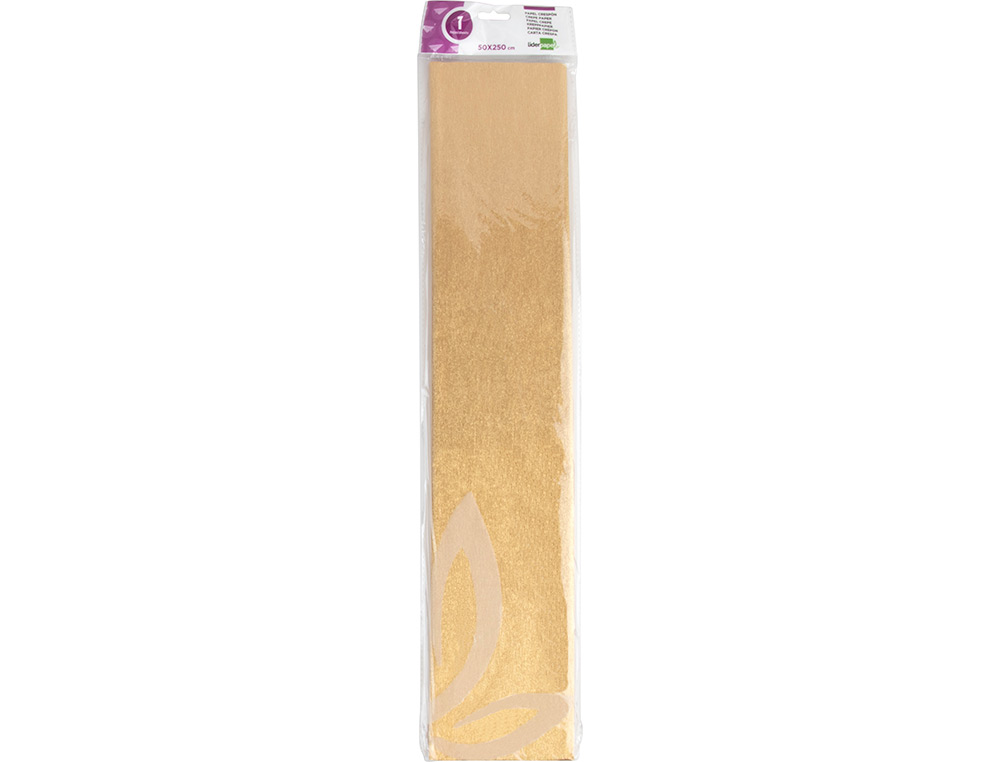 PAPEL CREPE EM CELOFANE LIDERPAPEL 50 CM X 2,5 M DOURADO METALIZADO