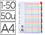 SEPARADOR NUMERICO Q-CONNECT CARTAO 1-50 CONJUNTO DE 50 SEPARADORES DIN A4