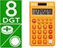 CALCULADORA LIDERPAPEL DE BOLSO XF10 8 DIGITOS SOLAR E PILHAS COR LARANJA 115X65X8 MM