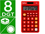 CALCULADORA LIDERPAPEL DE BOLSO XF11 8 DIGITOS SOLAR E PILHAS COR VERMELHO 115X65X8 MM