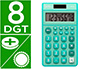 CALCULADORA LIDERPAPEL DE BOLSO XF13 8 DIGITOS SOLAR E PILHAS COR VERDE 115X65X8 MM