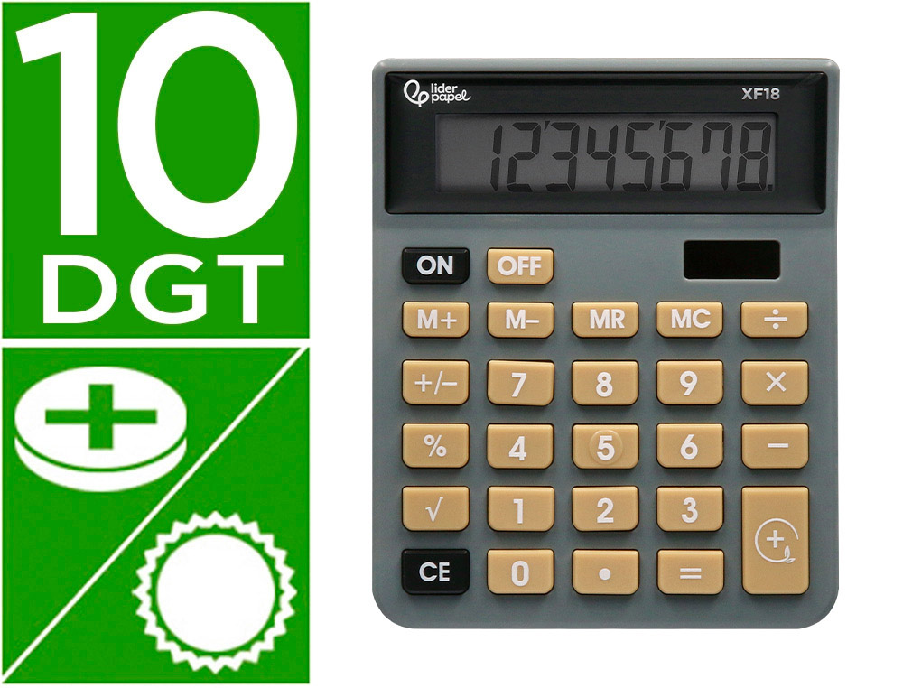 CALCULADORA LIDERPAPEL DE SECRETARIA XF18 8 DIGITOS SOLAR E PILHAS COR CINZA 127X105X24 MM