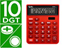 CALCULADORA LIDERPAPEL DE SECRETARIA XF22 10 DIGITOS SOLAR E PILHAS COR VERMELHO 127X105X24 MM
