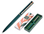 ESFEROGRAFICA BELIUS ROSE ALUMINIO DESENHO VERDE AZEITONA OURO ROSA TINTA AZUL CAIXA DESIGN
