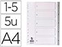 SEPARADOR NUMERICO Q-CONNECT PLASTICO 1-5 CONJUNTO DE 5 SEPARADORES DIN A4 MULTIPERFURADOS