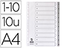 SEPARADOR NUMERICO Q-CONNECT PLASTICO 1-10 CONJUNTO DE 10 SEPARADORES DIN A4 MULTIPERFURADOS